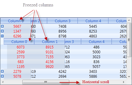 Wpf Grid: freezed columns