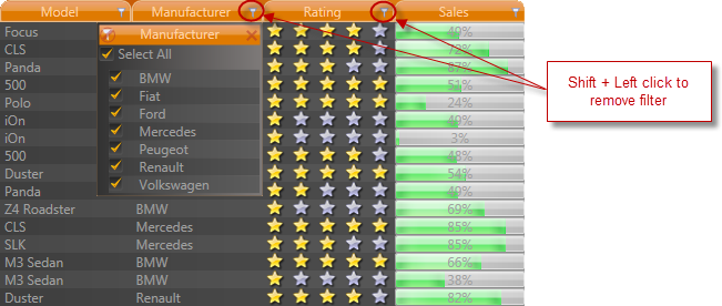 Wpf GridControl column filters